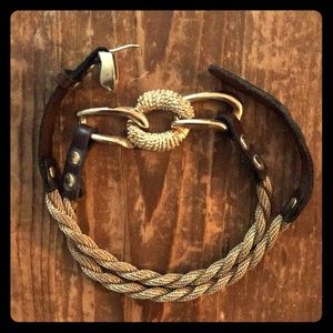 Leather and Gold Bracelet